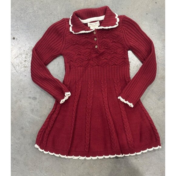 Happily Grey Kids Burgundy Cable Knit Dress 4T - Picture 1 of 3